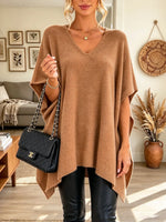 Women's Oversized V-Neck Poncho Sweater