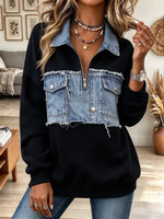 Women's Casual Loose Collar Zip-up Sweatshirt