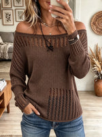 Women's Open-Knit Off-the-Shoulder Sweater