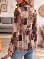 Vintage Elegant Contrasting Leopard Print Sheer Mesh Shirt