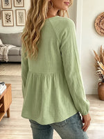 Vintage Elegant Cotton Linen lantern sleeves Shirt