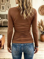 Women's Draped Crossover Layered Ruched Knit Top