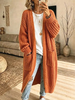 Vintage Cozy Pockets Knitted Art Casual Stylish Long Sleeve Sweater Coat