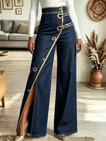 Women's Leg-baring Asymmetrical Loose-fit Straight-leg Jeans