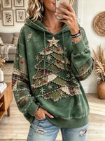 Women's Christmas Tree Patchwork Print Hoodie