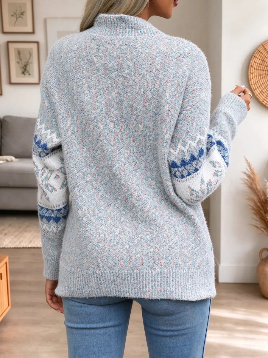 Retro Snowflake Art Casual Stylish Long Sleeve Knit Sweater