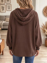 Women's Leopard Trim Drawstring Fleece Hoodie