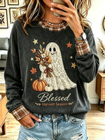 Vintage Harvest Ghost Pattern Art Casual Stylish Long Sleeve Sweatshirt