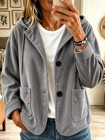 Women's Hooded Oversized Ribbed Corduroy Jacket