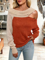 Women's Vintage Elegant Off-the-shoulder Knit Fabric Sweater